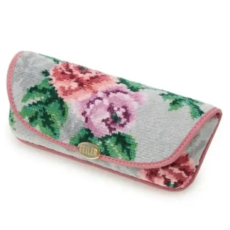 FEILER メガネケース メロウローズ シルバーグレー